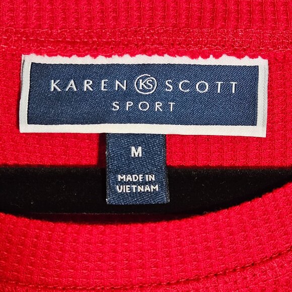 Karen Scott Sport Womens Red Waffle Knit Long Sleeve Pullover Size M Soft & Brea - Picture 10 of 15